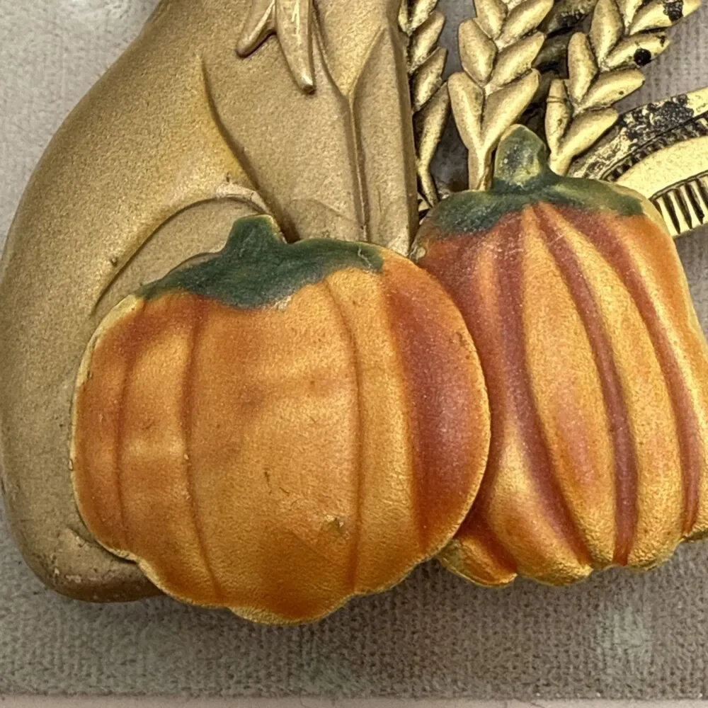 NWT Vintage 1990s Fall Autumn Cat & Pumpkins Brooch 2.5